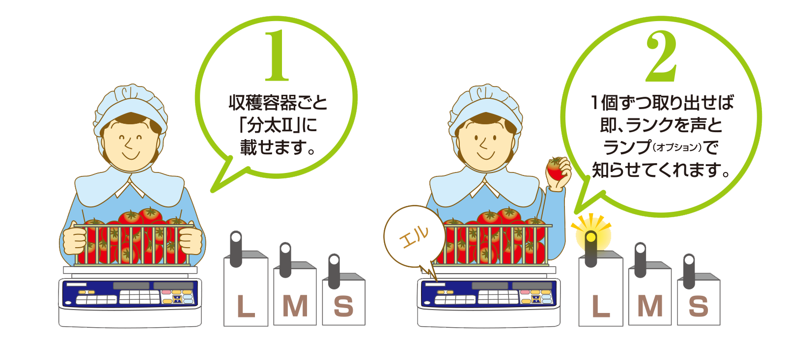 音声式重量選別機 分太Ⅱ TB-6Ⅱ/TB-15Ⅱ/TB-30Ⅱ 使用方法