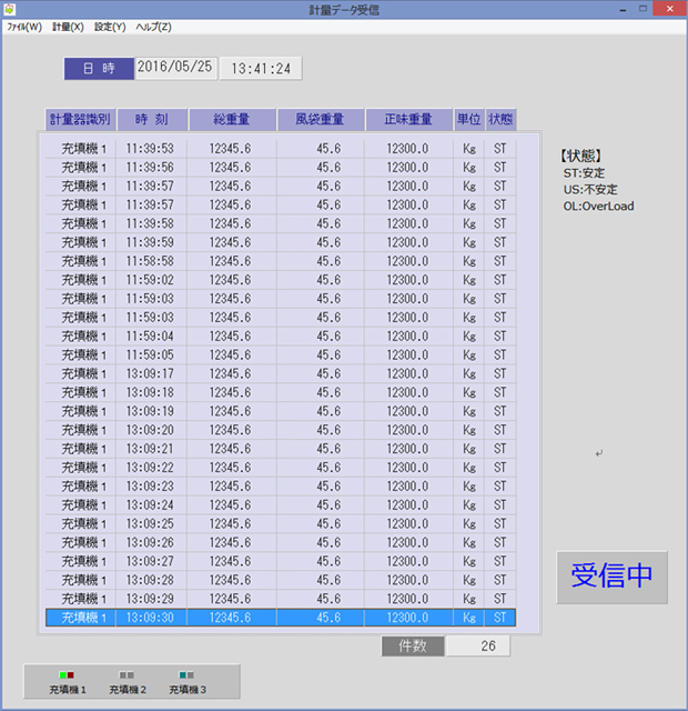 充填機計量結果表示